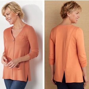 SOFT SURROUNDINGS Miramar v-neck orange long sleeve top